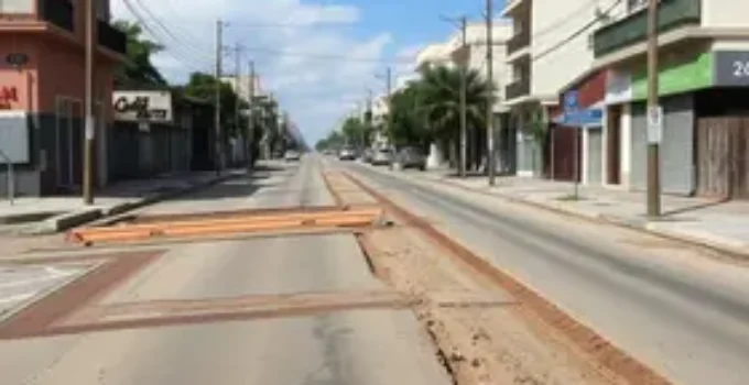 obra incompleta em rua de Amparo