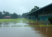 Centro de treinamento São Paulo alagado