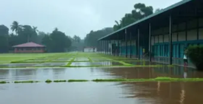 Centro de treinamento São Paulo alagado